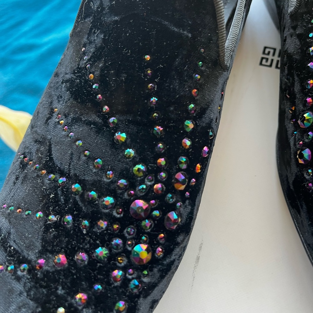 Jimmy choo Men's Black Velvet Loafers with Rhinestone Detailing - Picture 3 of 5